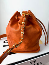 Vintage CHANEL Timeless Orange Lambskin Bucket Bag