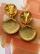 Kenneth Jay Lane Couture Polished Gold Shell Drop Clip Earrings