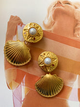 Kenneth Jay Lane Couture Polished Gold Shell Drop Clip Earrings